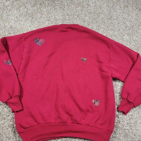 Vintage Jerzees Sweatshirt Large Red Grandma Embroidered Long Sleeve Made In USA - Picture 6 of 8